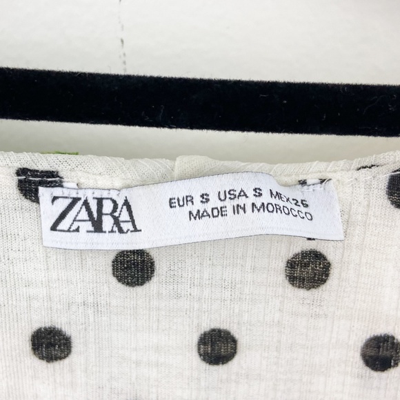 Zara white and black polka dot ruffle tank top S - Picture 4 of 6